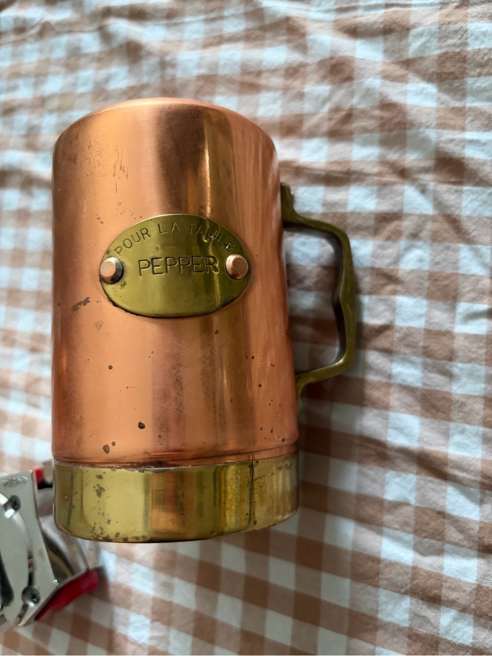 Copper and Brass Pepper Shaker Canister - Vintage Style